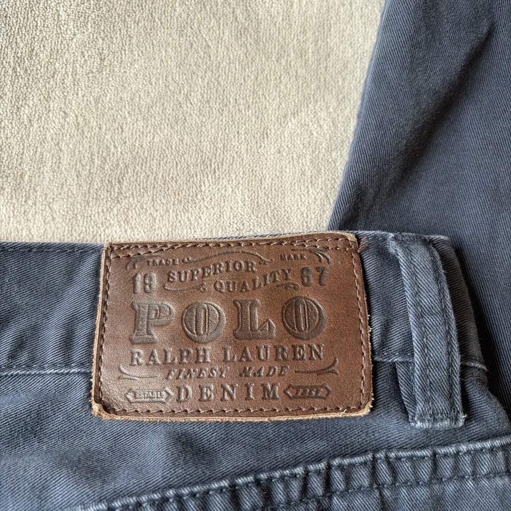 VTG Polo Ralph Lauren Pants Mens 33x30 Blue Cotton Chino Straight Five Pockets - Picture 5 of 7